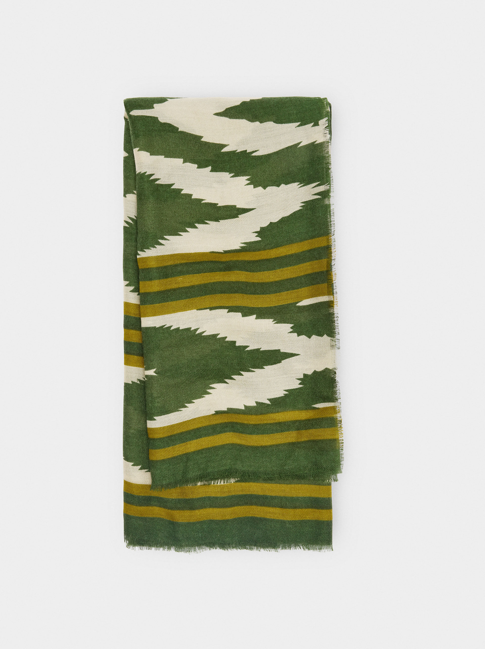 Printed scarf with wool blend