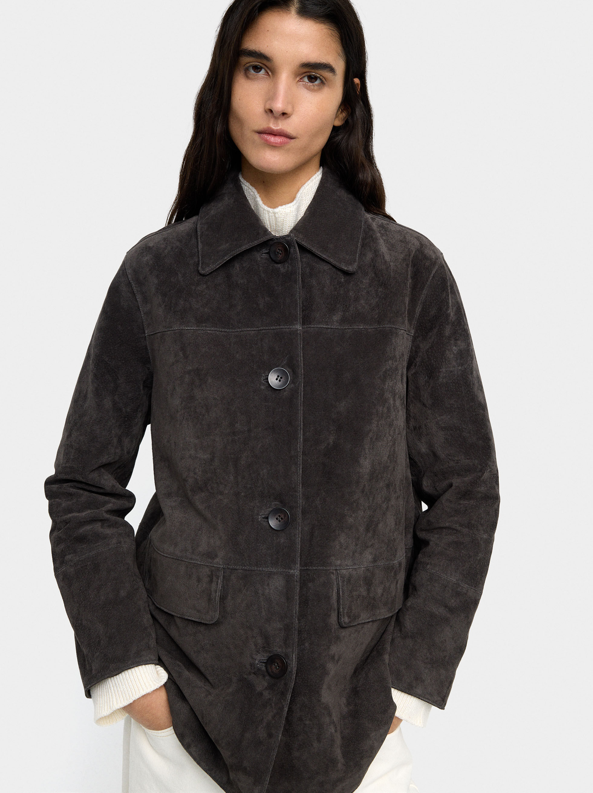 Buttoned fur coat