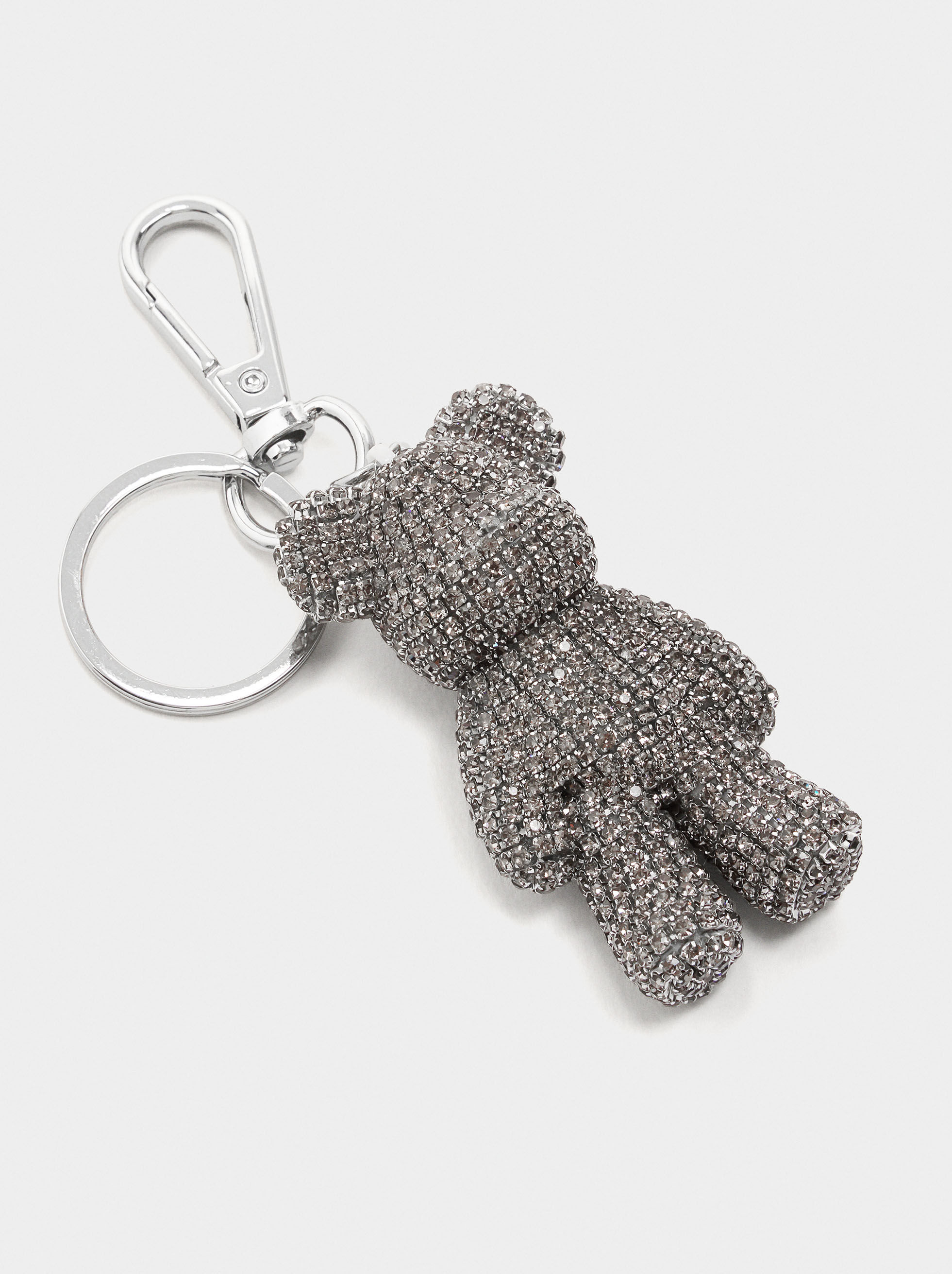 Bear charm keychain with rhinestones