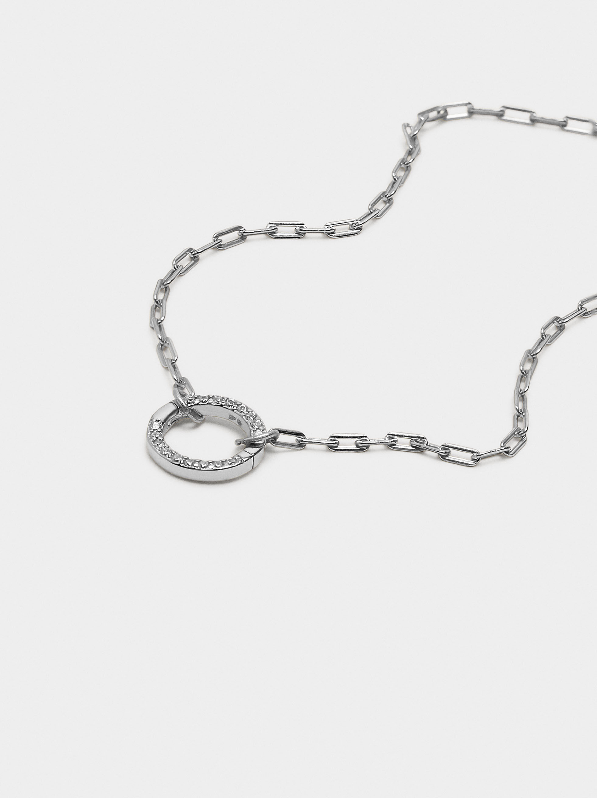 Chain bracelet with zircon pendant - 925 sterling silver