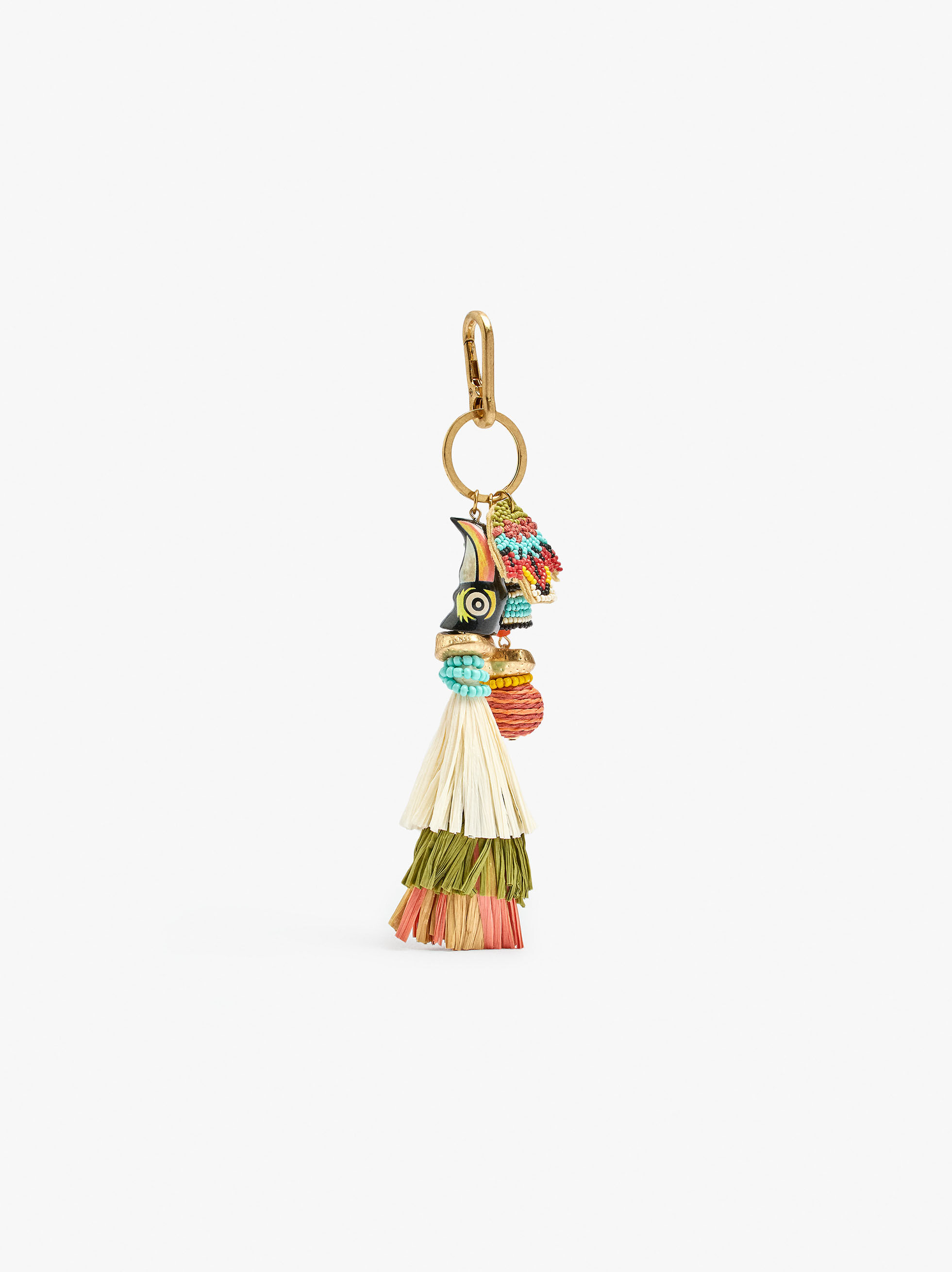 Bird charm keychain with beads