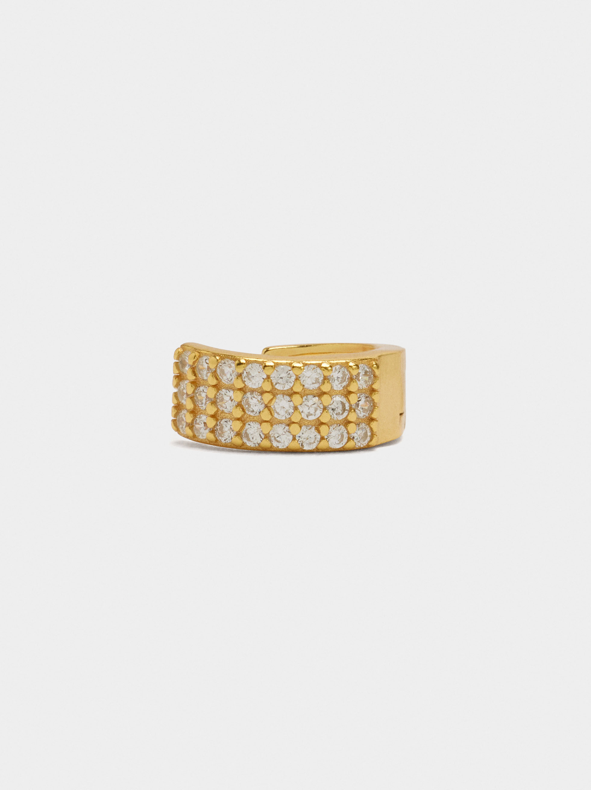 Large single hoop with zirconias - 925 sterling silver