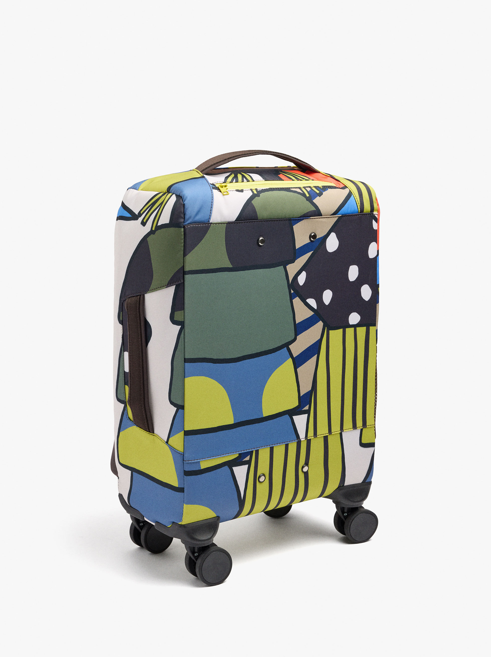 Patterned nylon travel suitcase