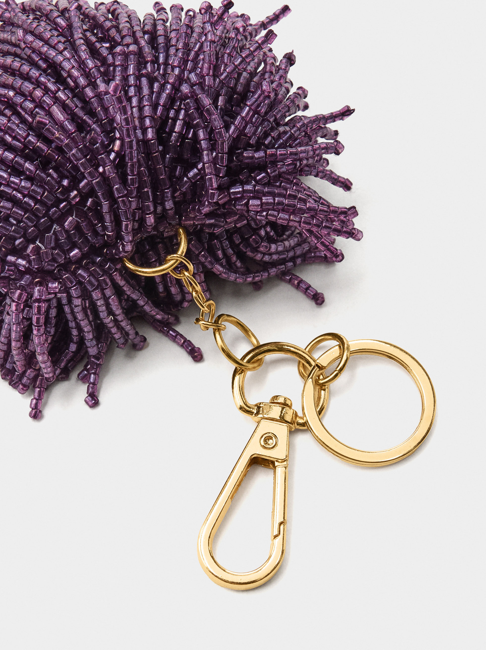 Beaded heart keychain charm