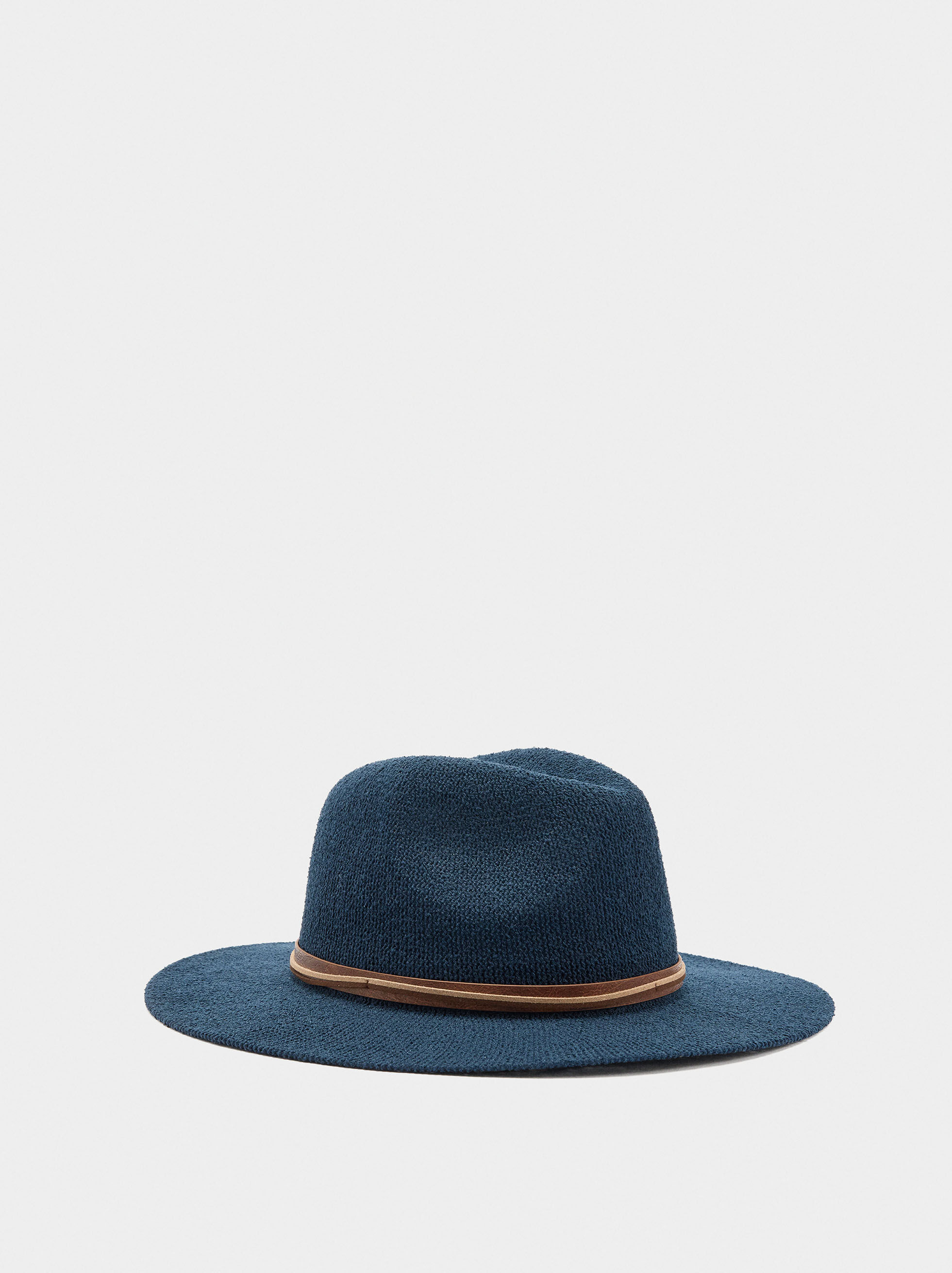 Knitted Hat with Leather-Effect Straps