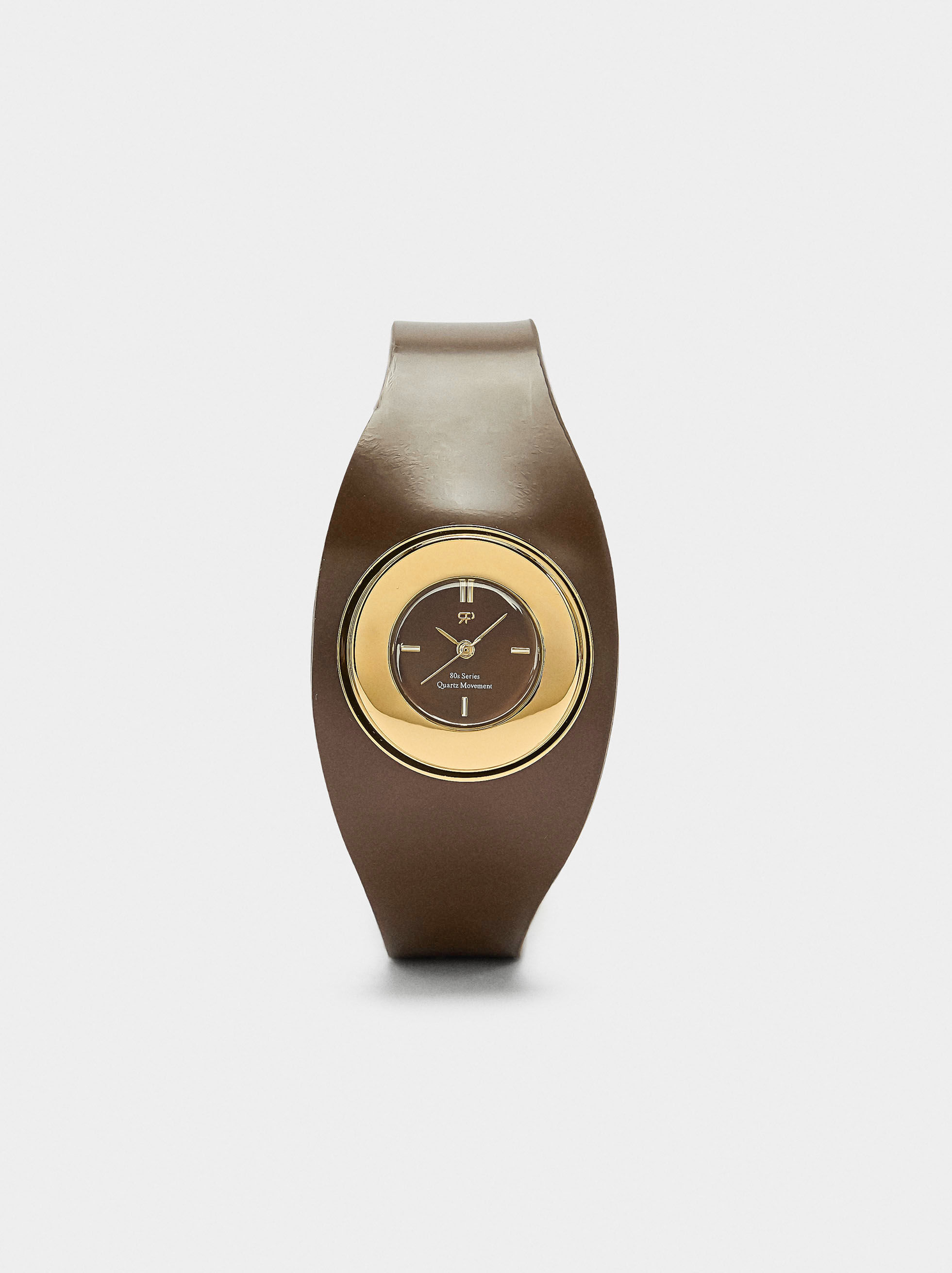 Wide bracelet watch with skin effect