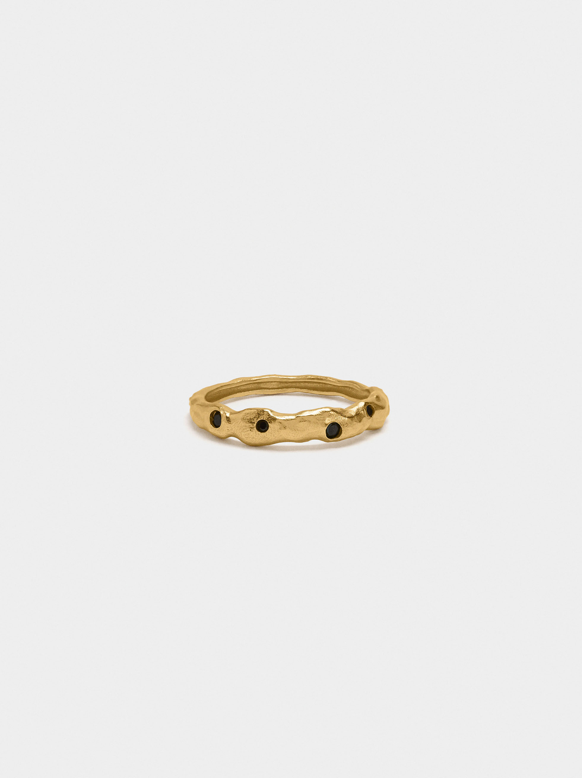 Irregular ring with zirconias - 925 sterling silver