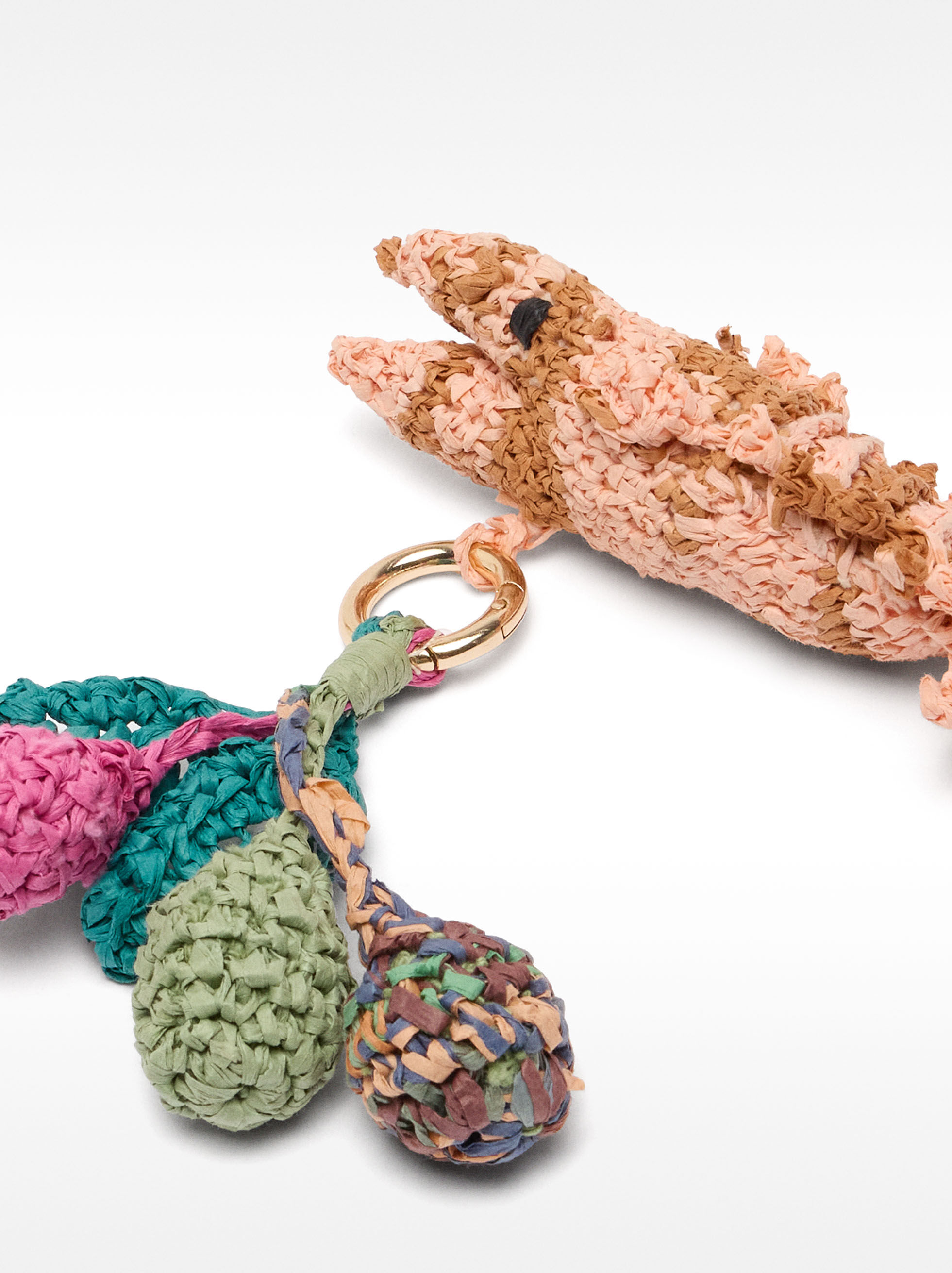 Multicolor raffia fish keychain charm