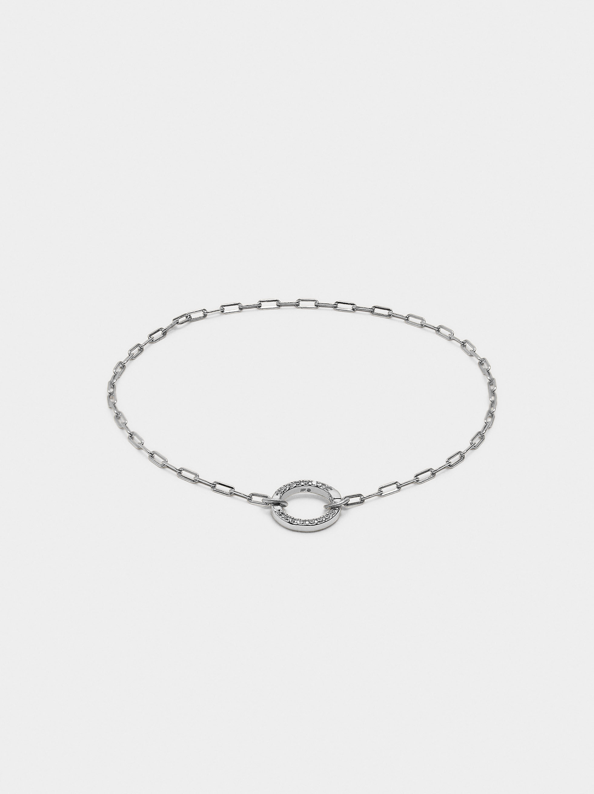 Chain bracelet with zircon pendant - 925 sterling silver