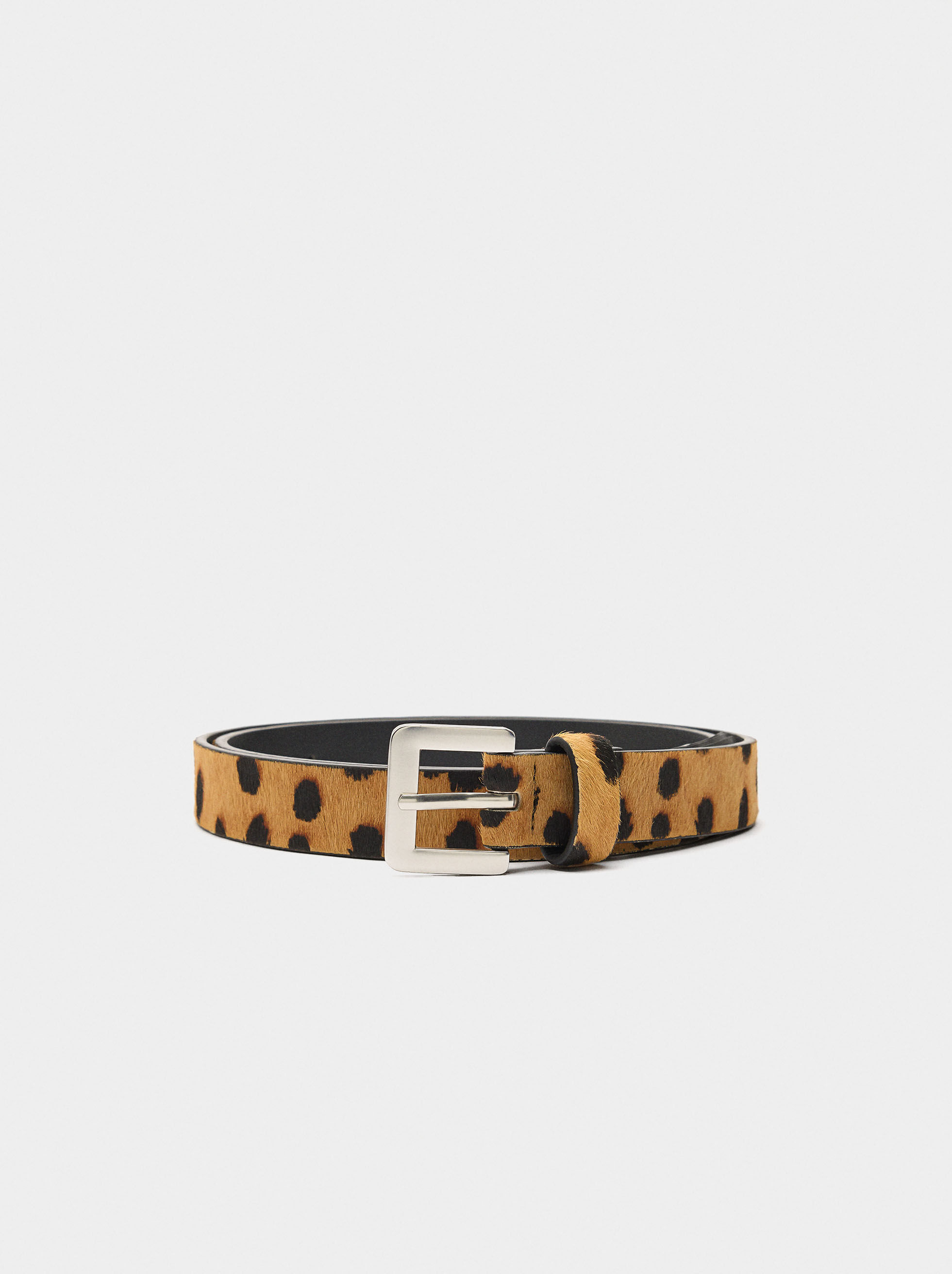 Animal print leather belt