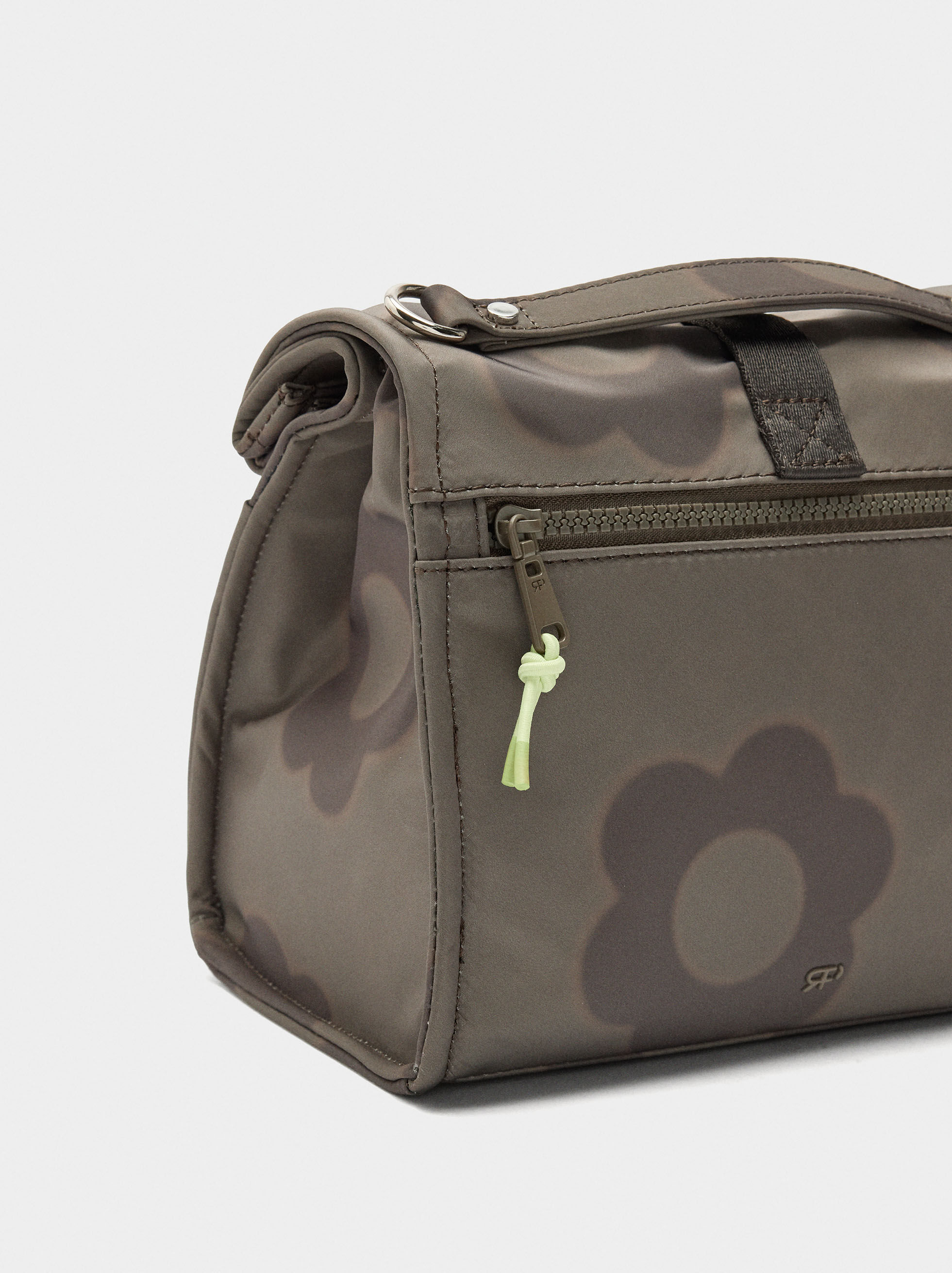 Floral printed nylon lunch bag