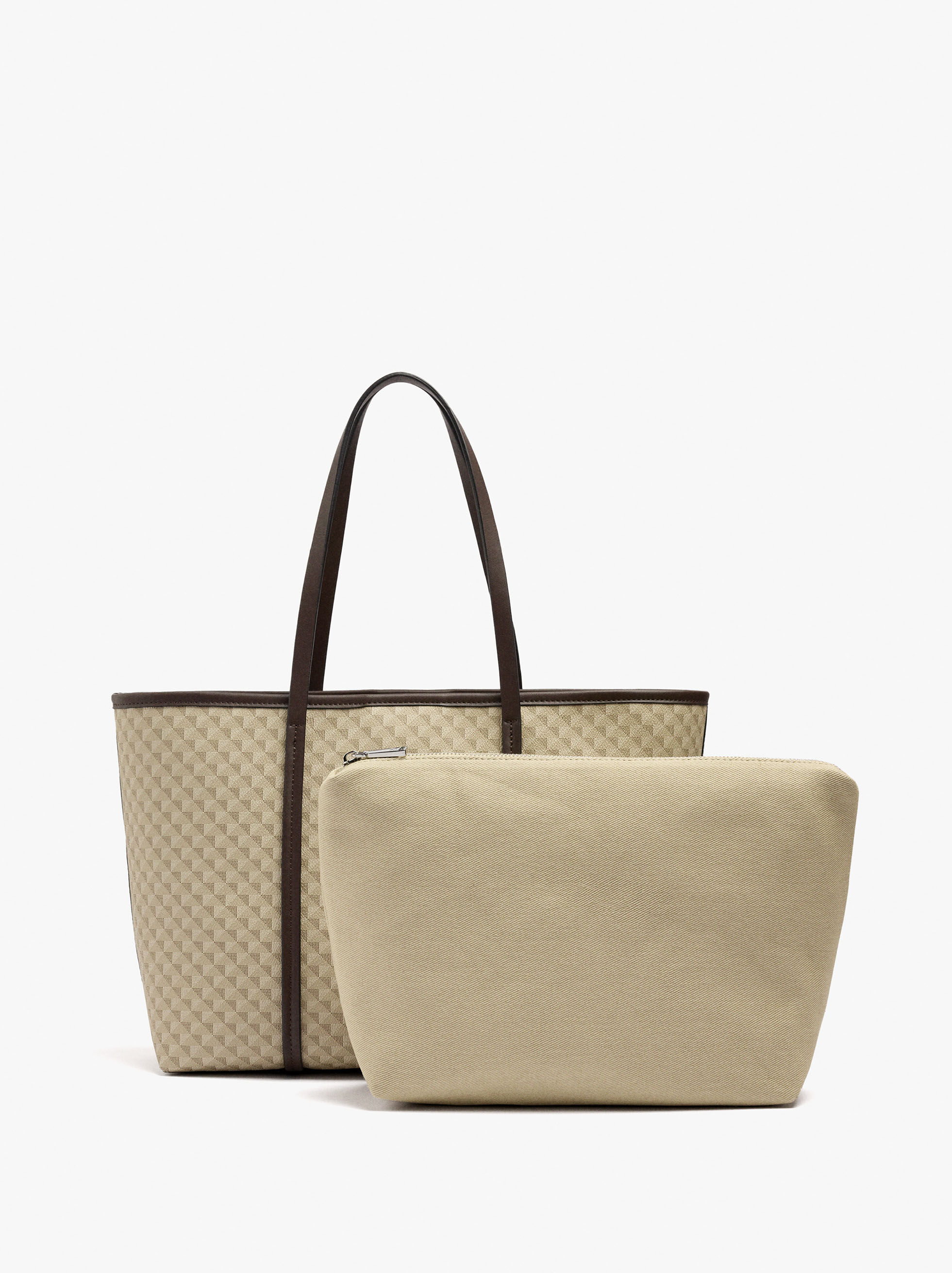 Printed shopper bag with removable interior pouch