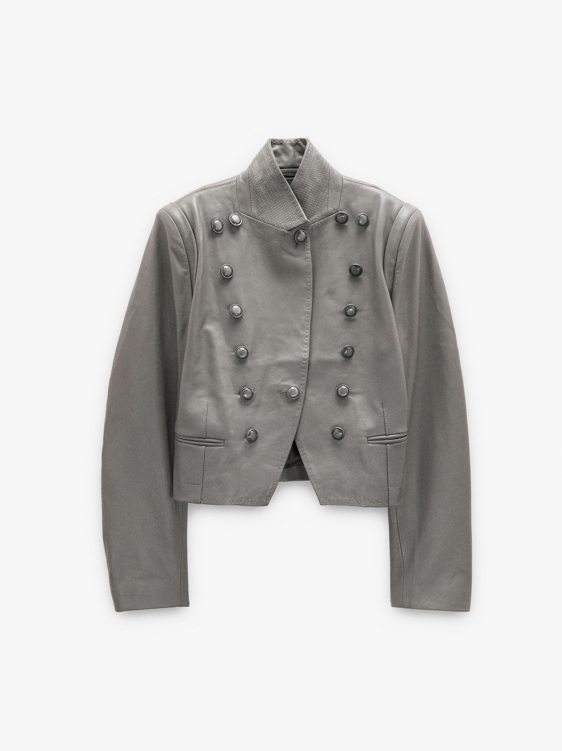 Cross-collar fur coat