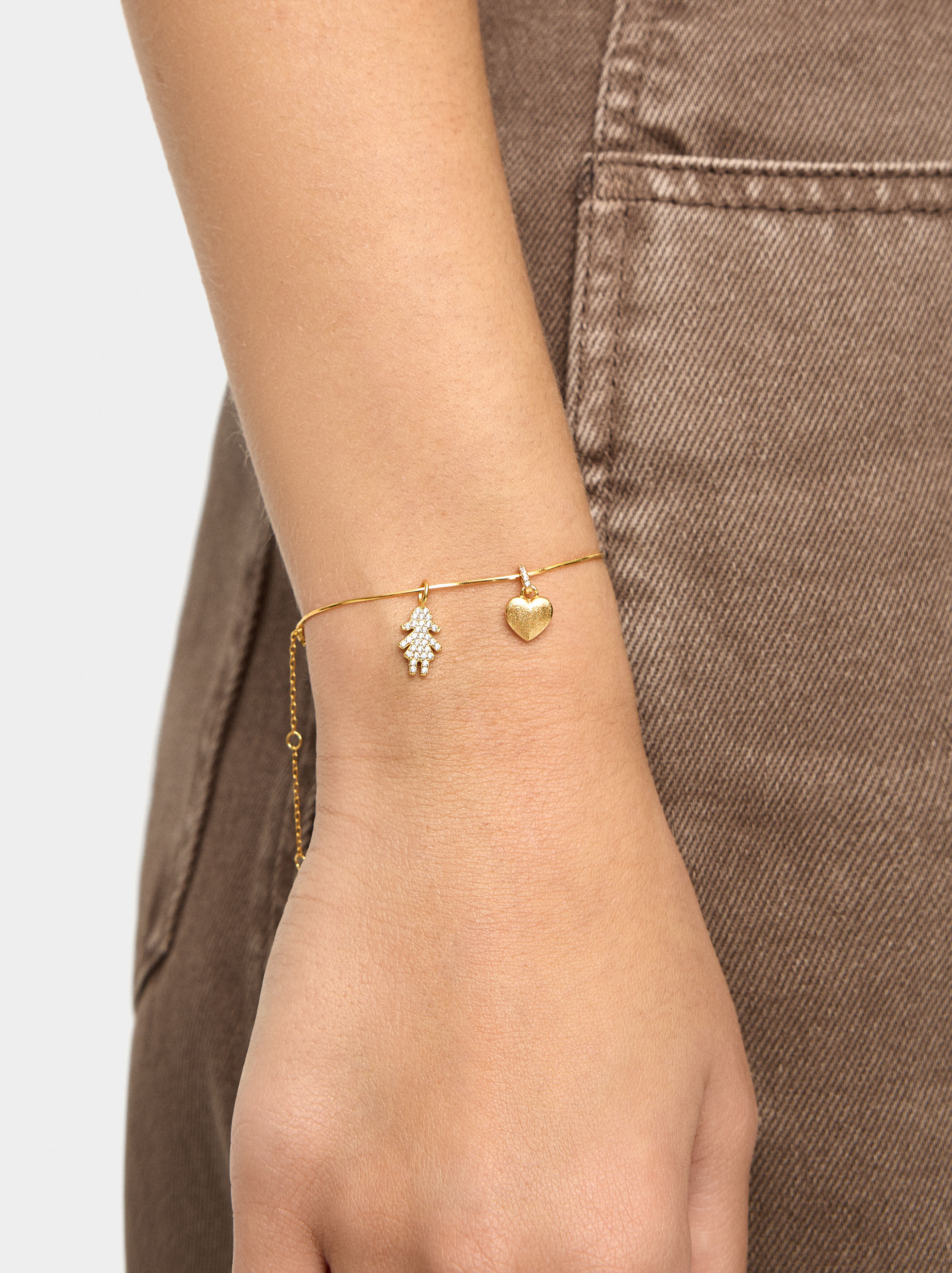 Girl charm with zirconias - 925 sterling silver