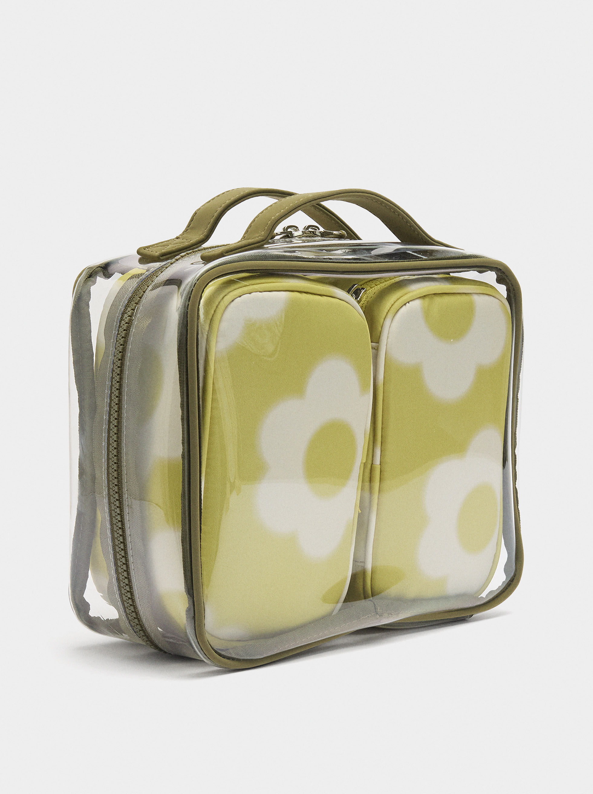 Floral printed nylon toiletry bag
