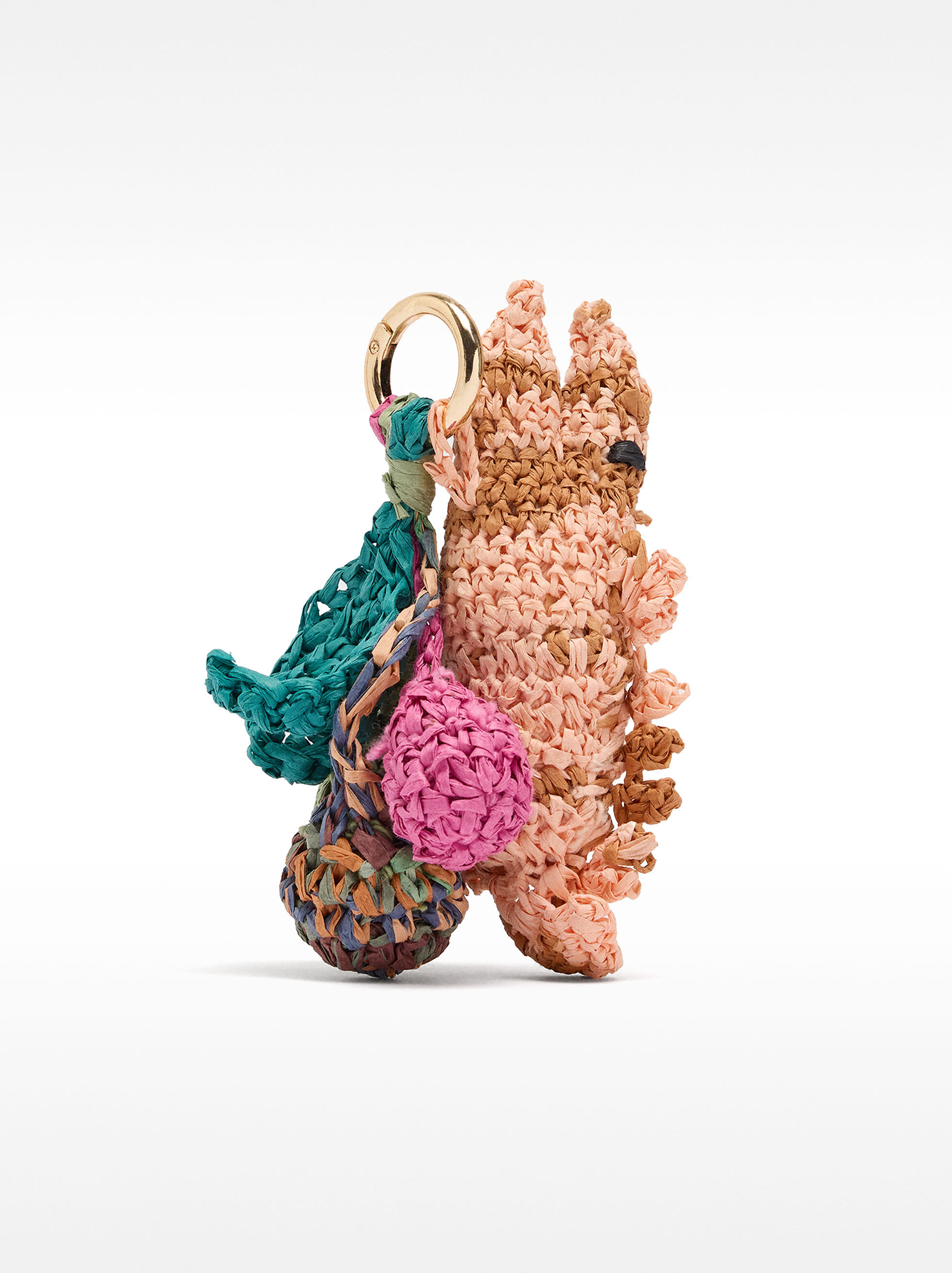 Multicolor raffia fish keychain charm