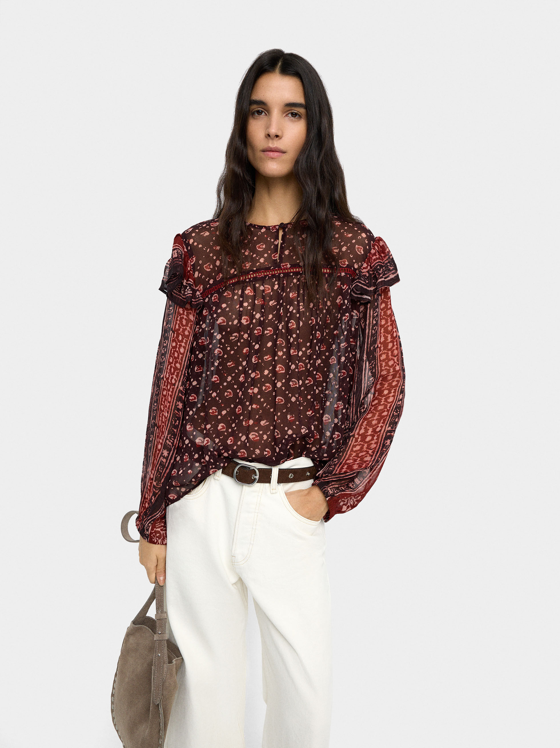 Printed semi-transparent blouse