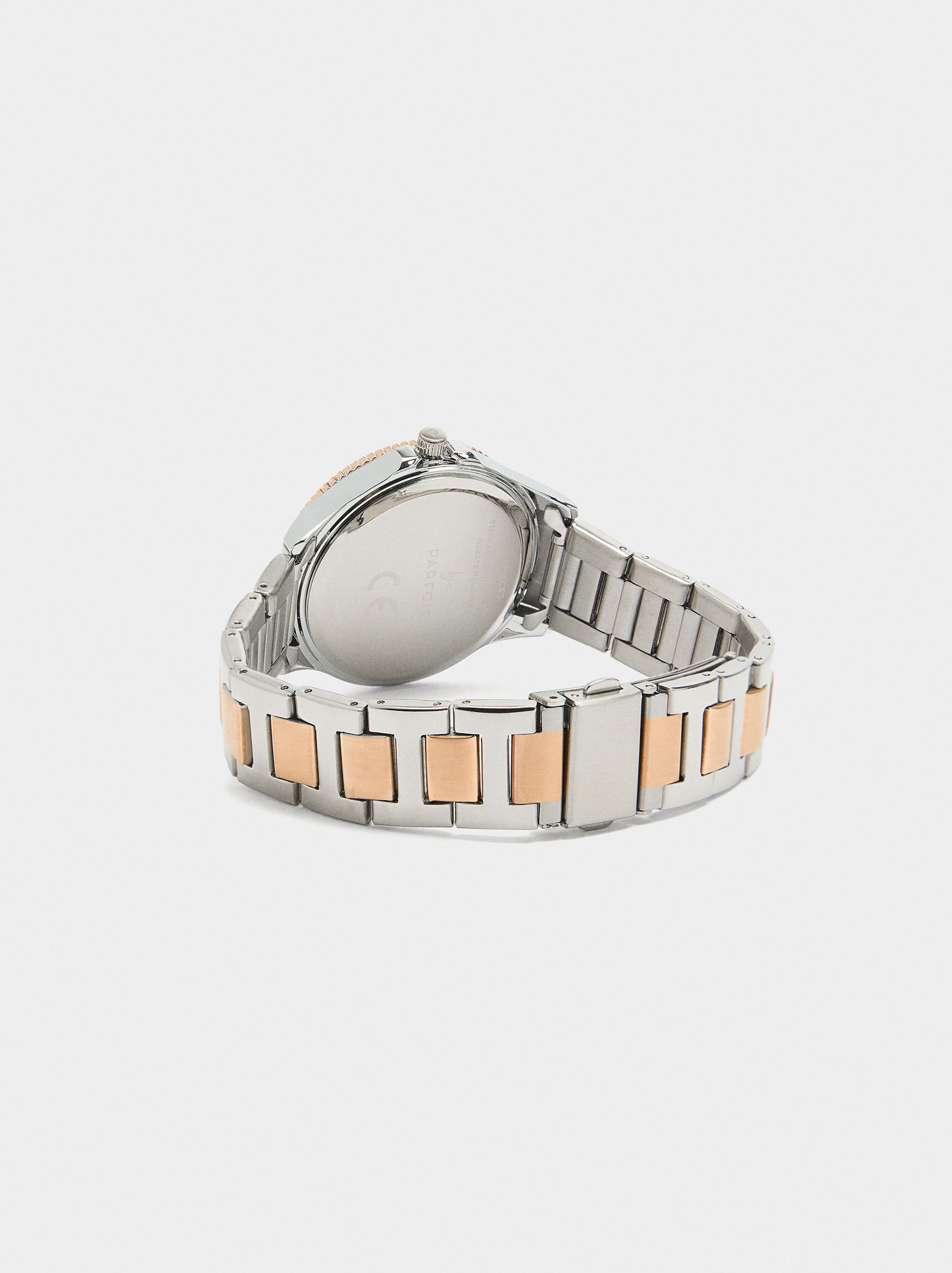 Bi-color watch with stainless steel bracelet
