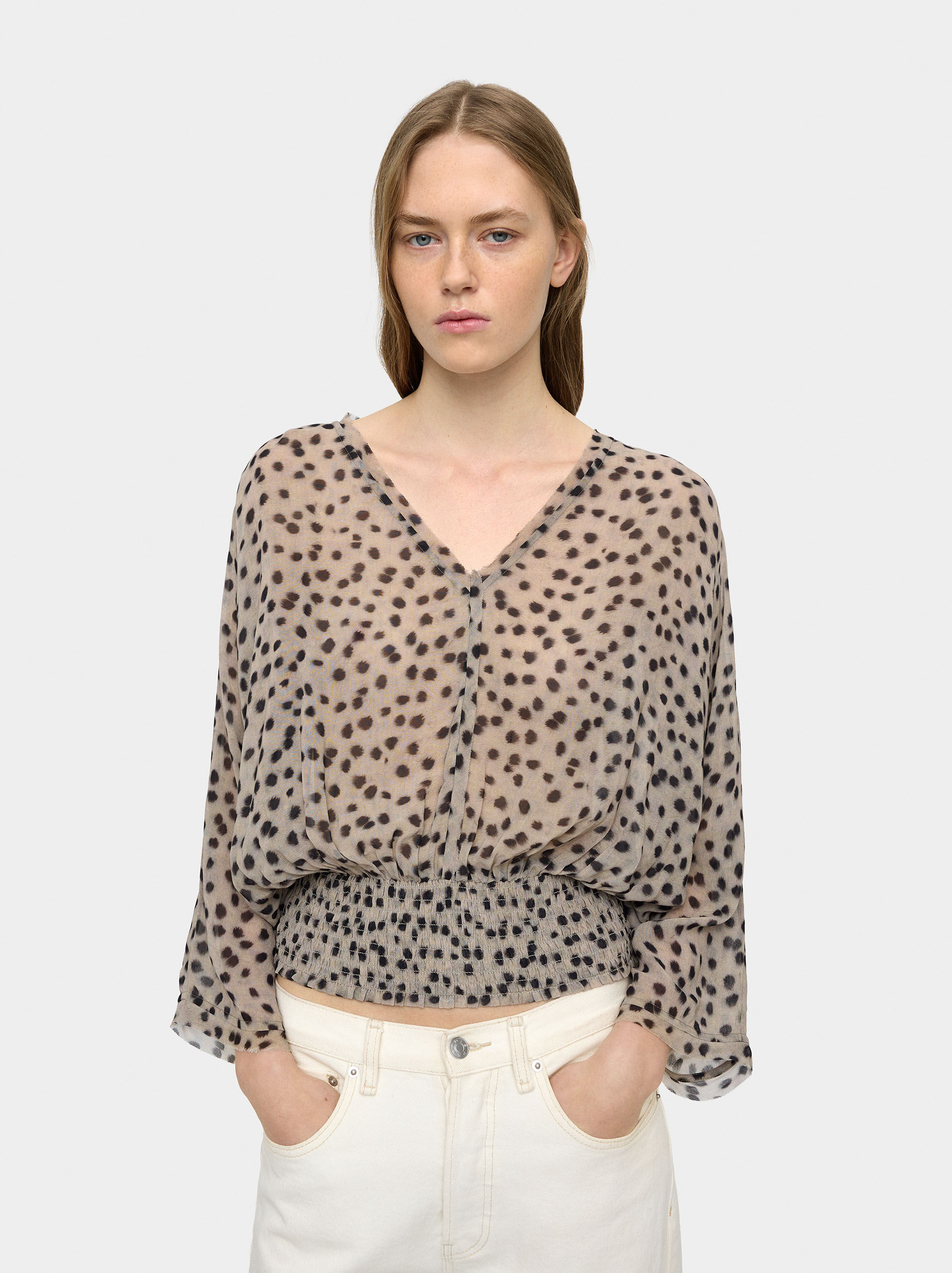 Flowy blouse with elastic waist