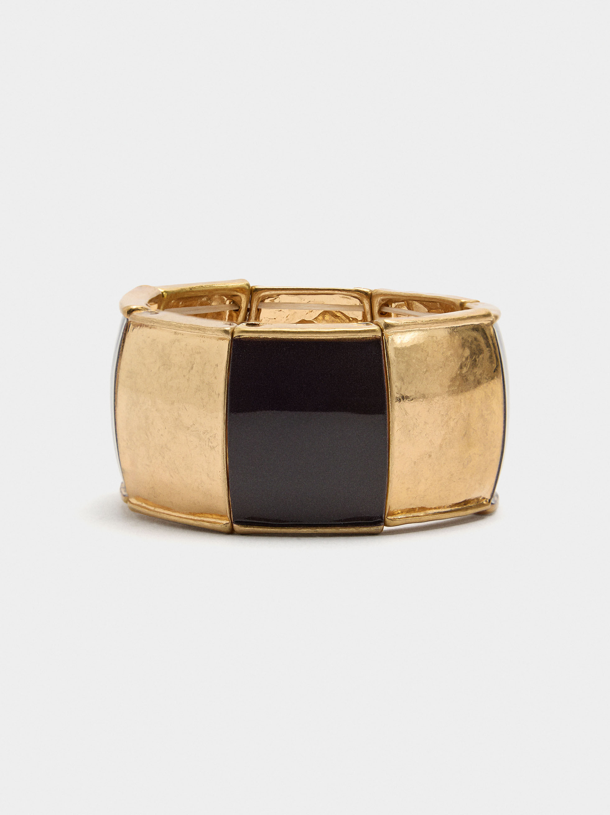 Elastic bracelet with enamel rectangles