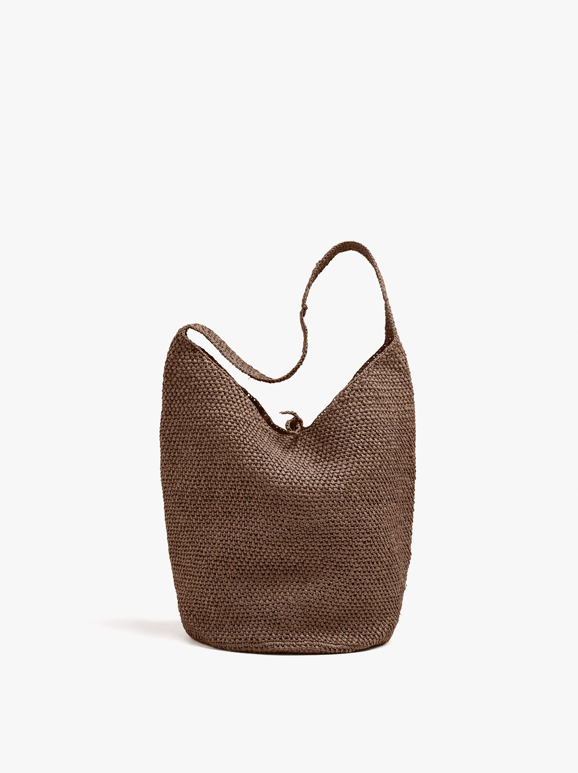 Straw-effect shoulder bag