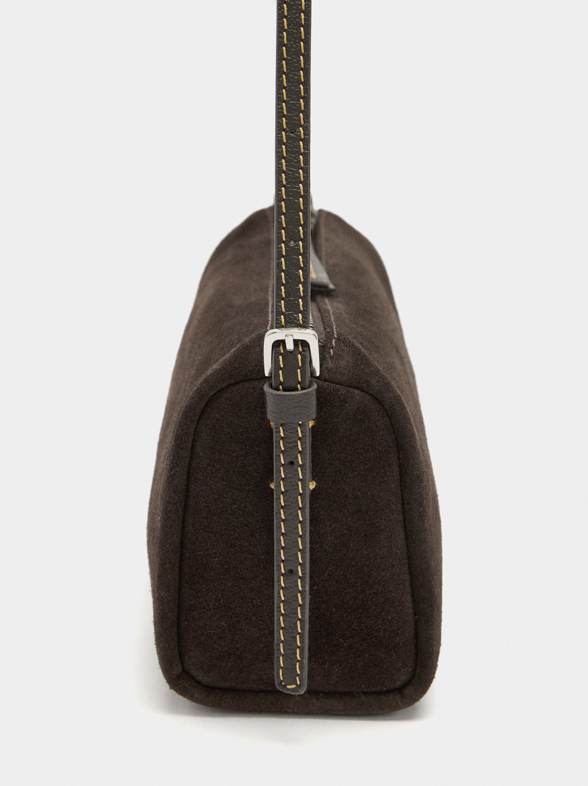 Long crossbody bag made of leather