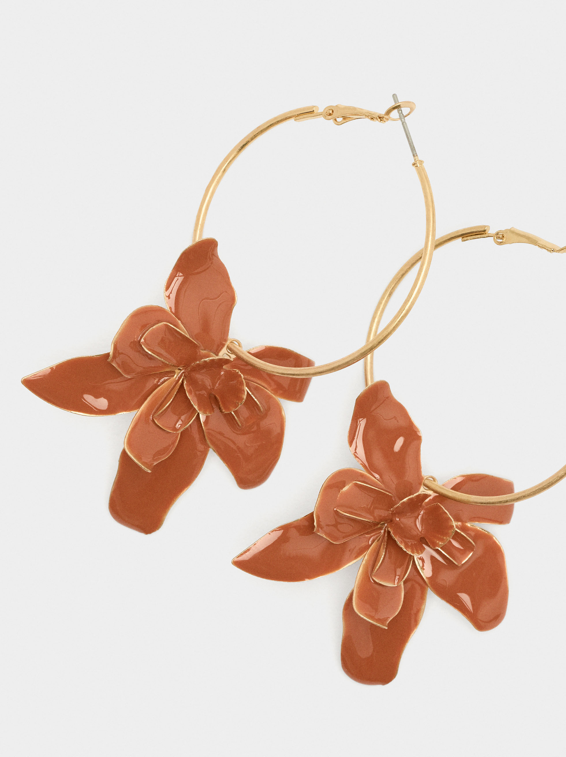 Enamel flower hoop earrings