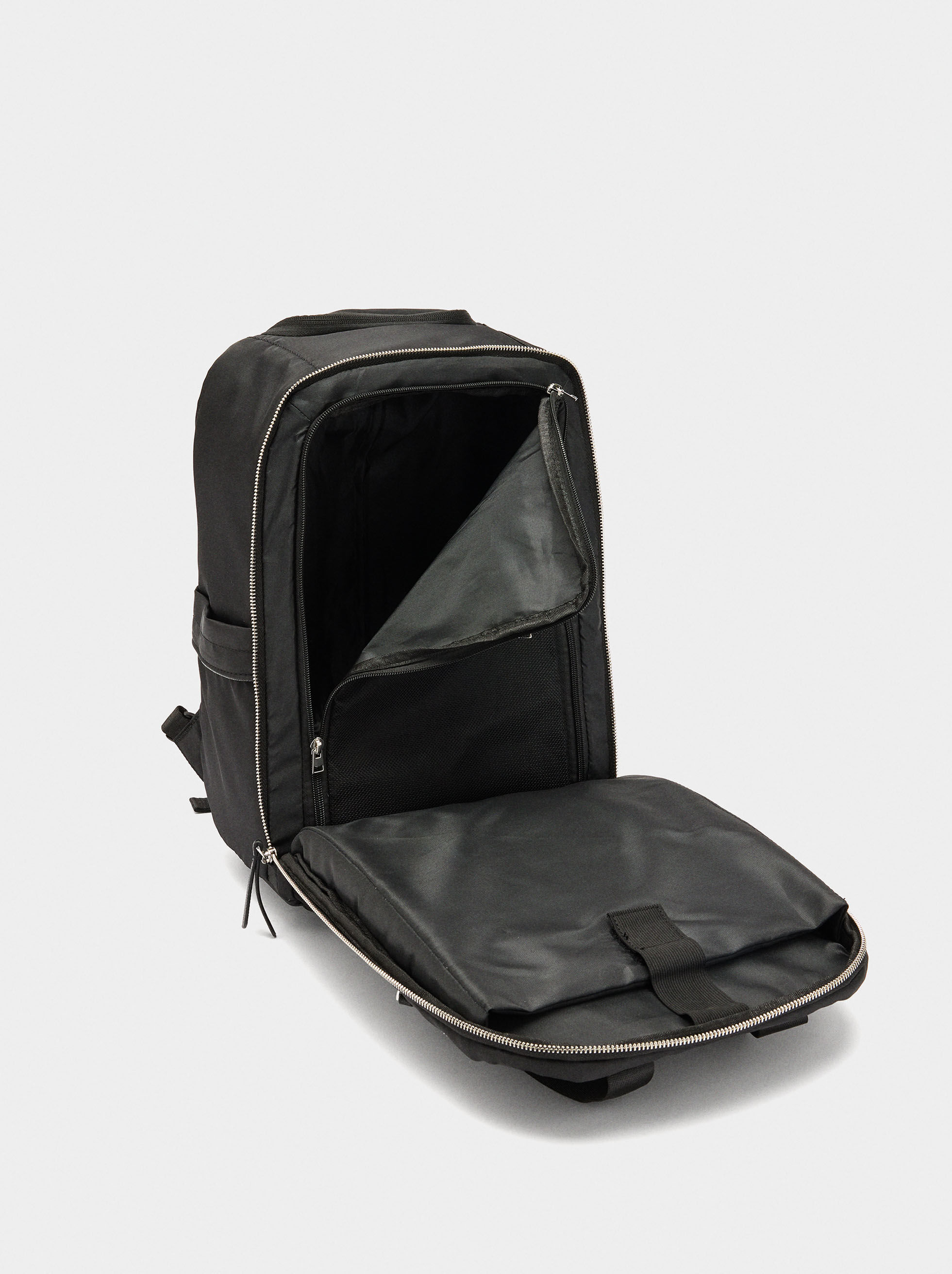 Carry-on nylon suitcase with wheels