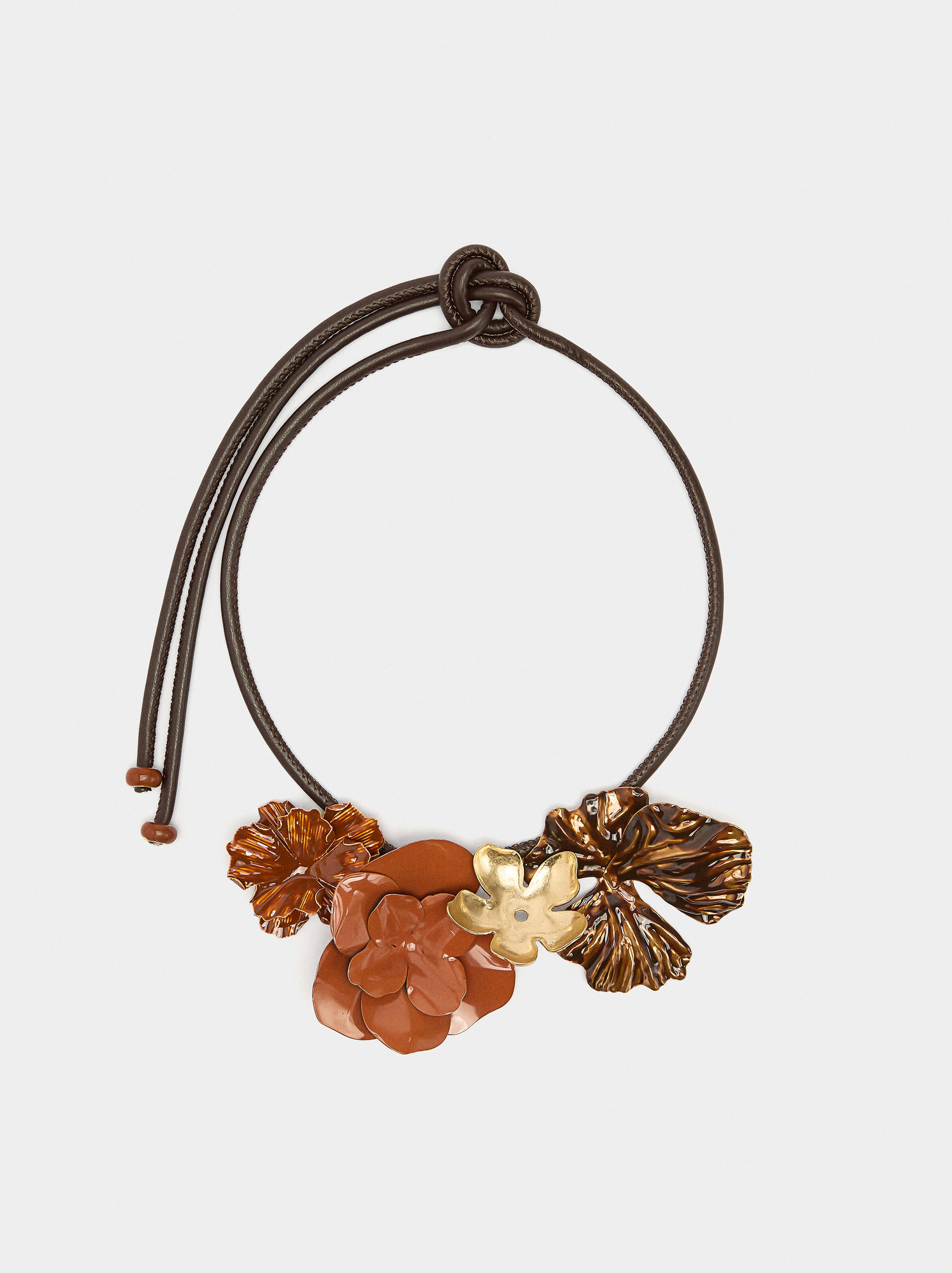 Adjustable chain necklace with enamel flowers