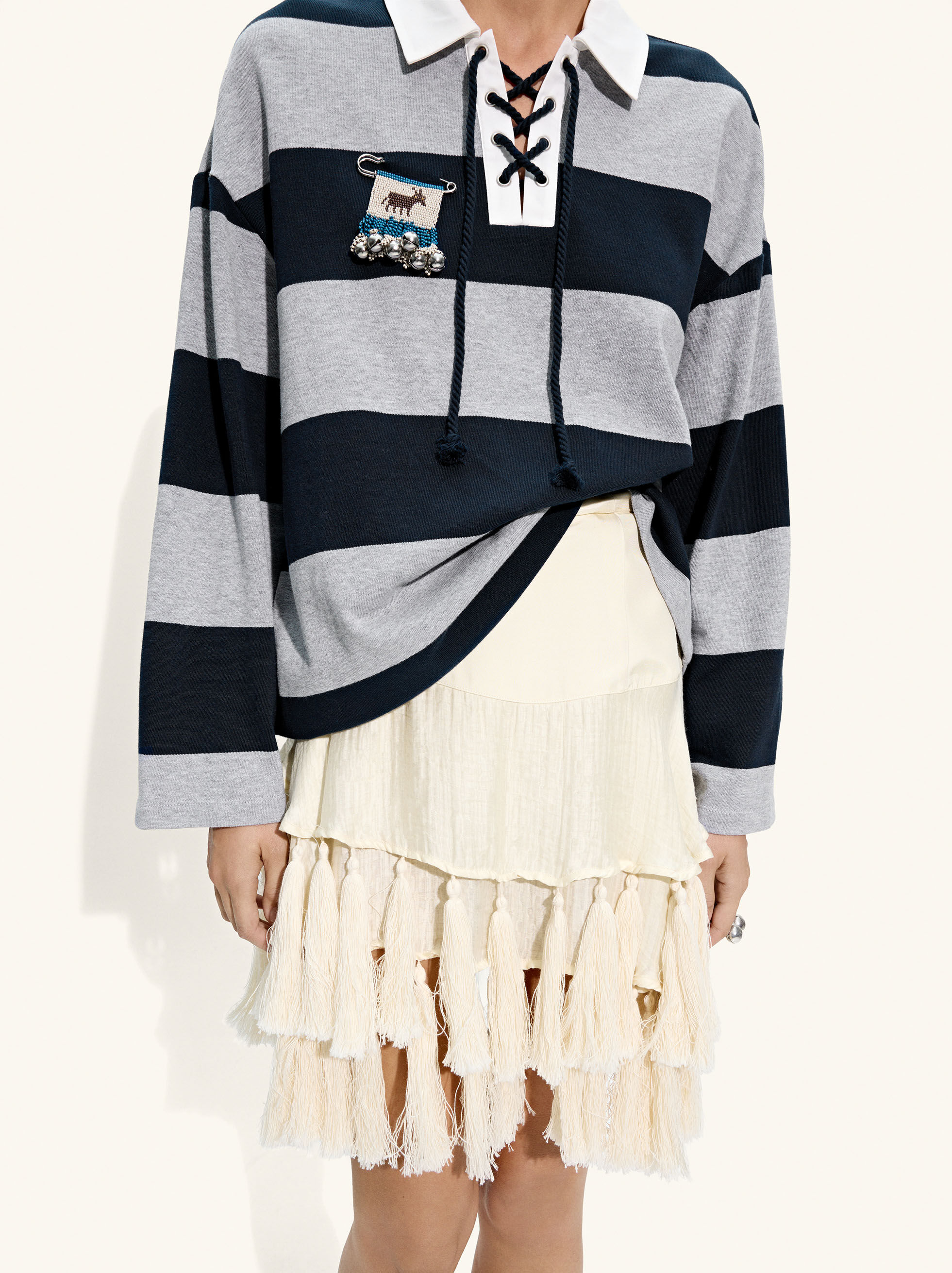 Satin skirt with tassels