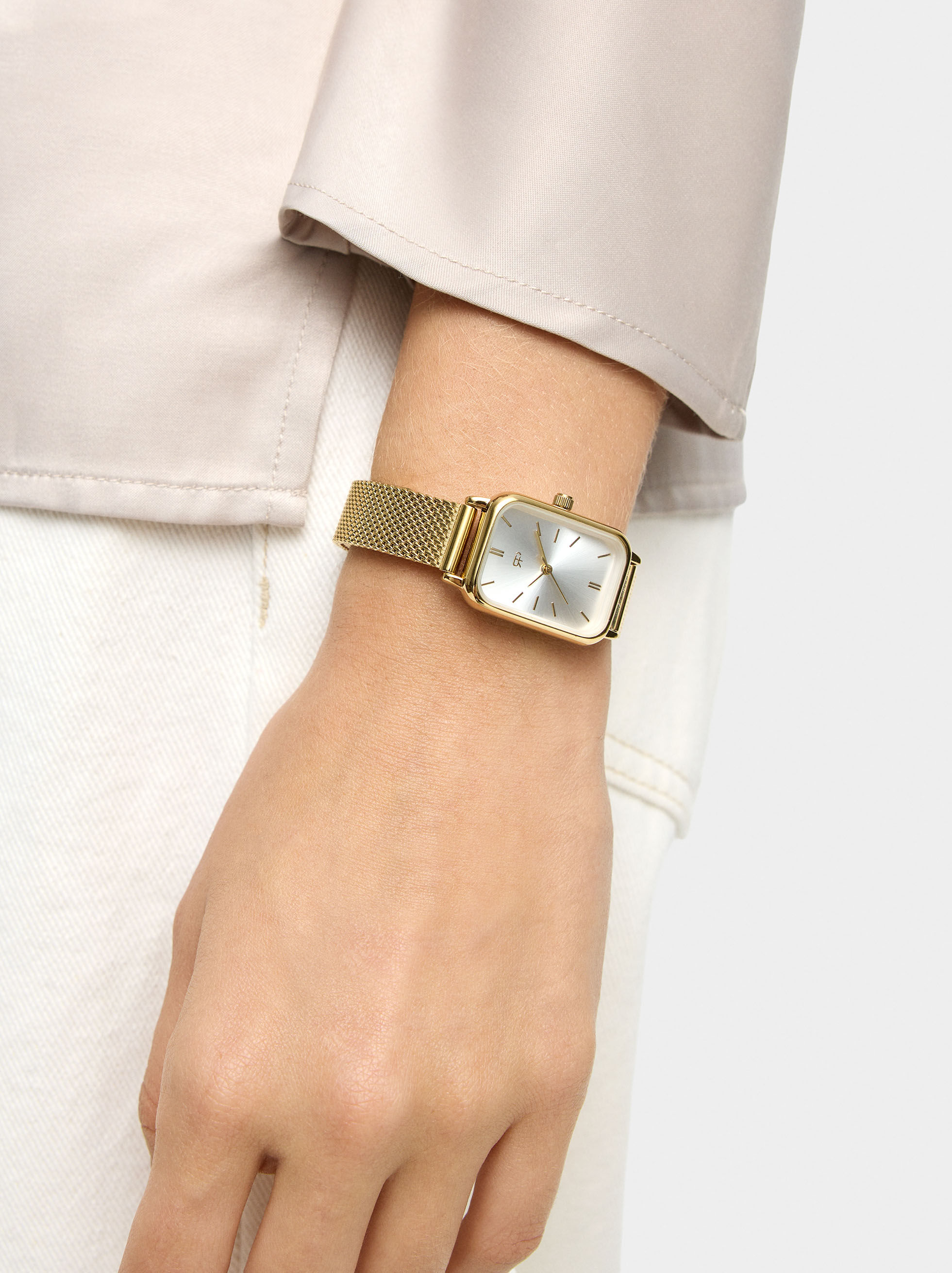 Rectangular watch stainless steel mesh bracelet